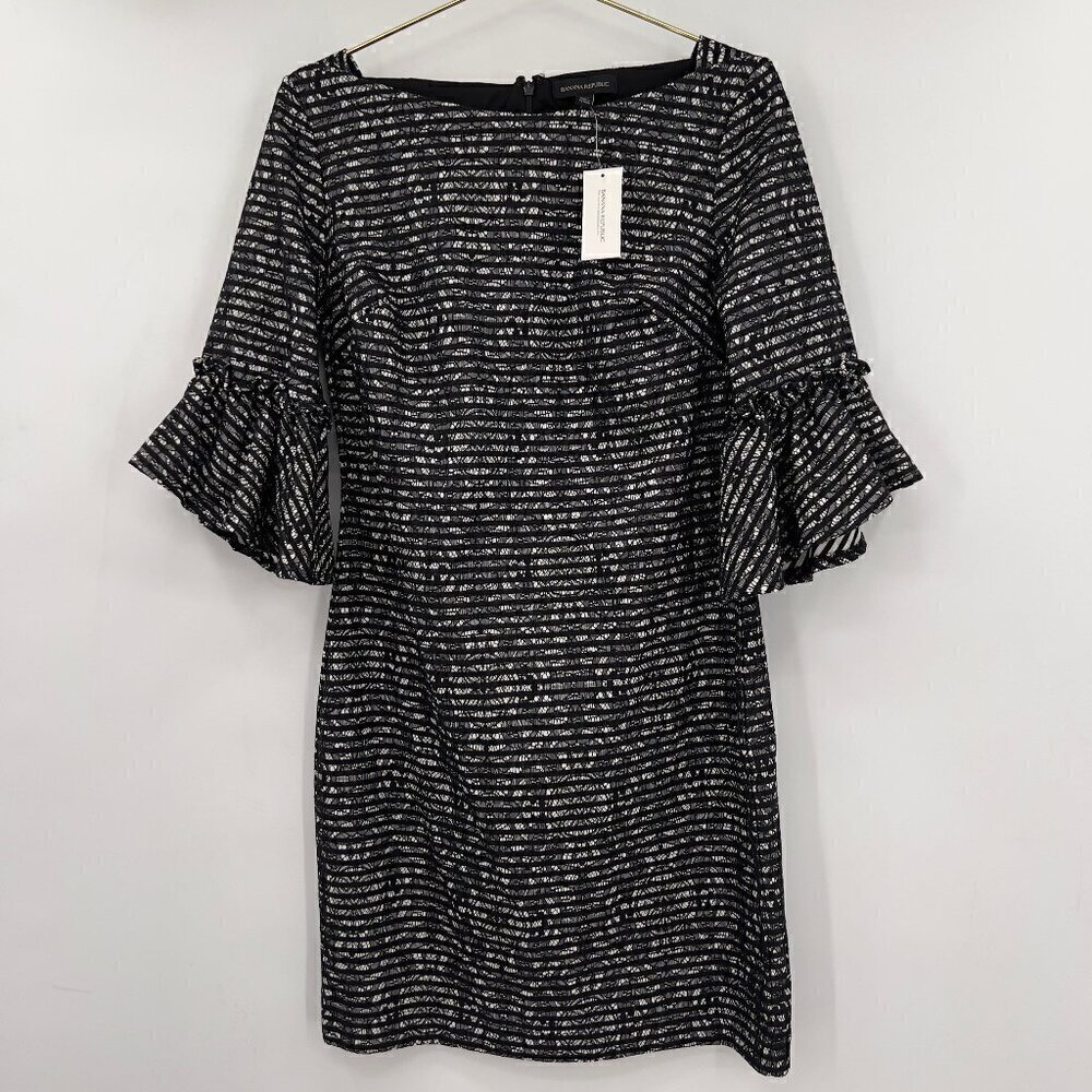 Banana Republic Bell Sleeve Lace Stripe Dress Size 10 Women's NWT